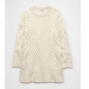 AE Long Sleeve Cable Knit Mini Sweater Dress